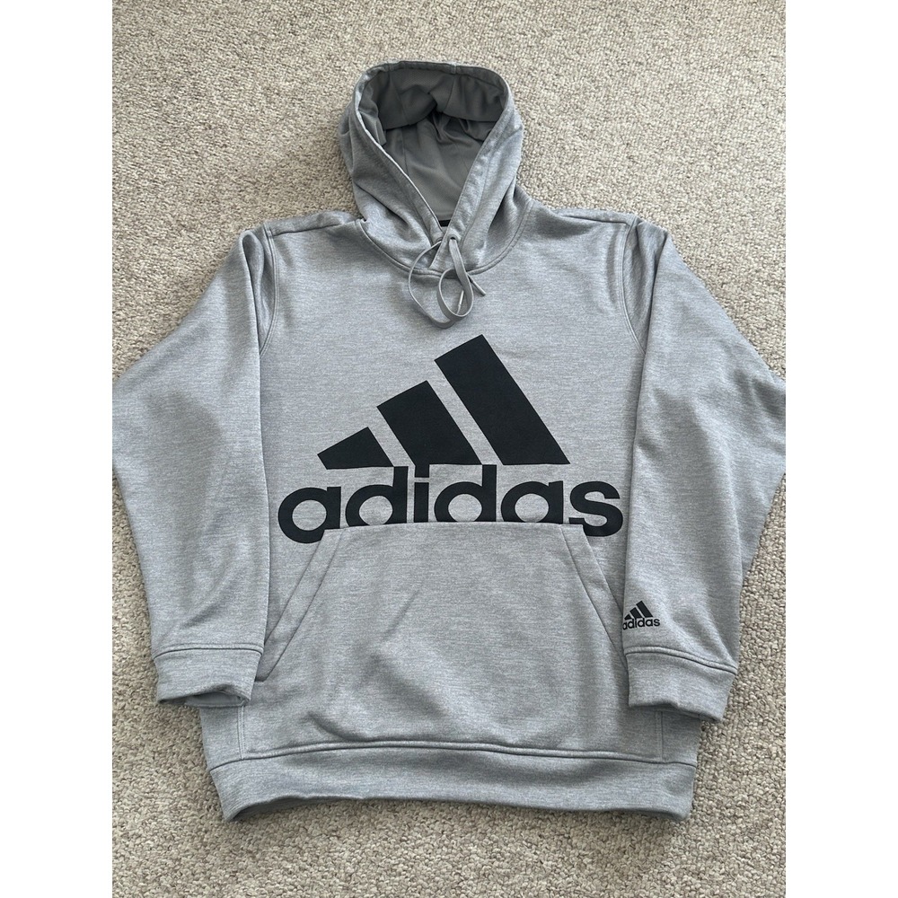 Adidas Climawarm Trefoil Logo Pullover Hoodie Men's Large Gray Skater Grunge
